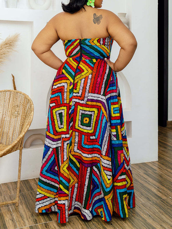 Printed Halter Maxi Dress