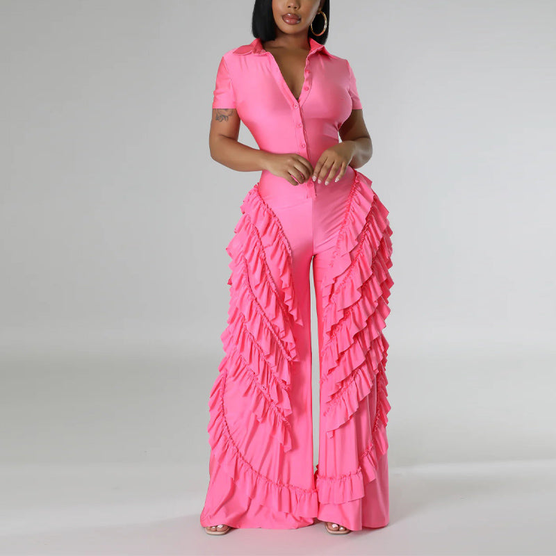 Ruffle Wide Leg Jumpsuit