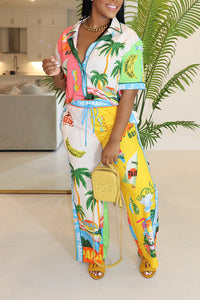 Print Vacation Pant Suits