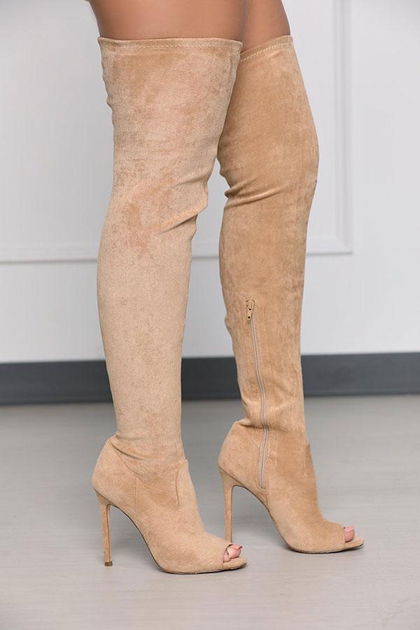 Thigh High Peep Toe Boots