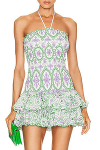 Bandeau Embroidery Mini Dress