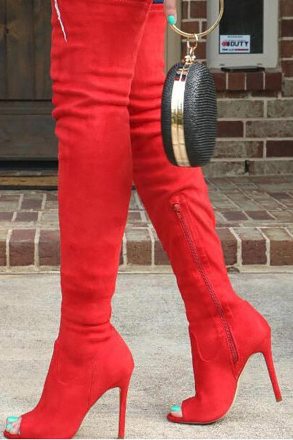 Thigh High Peep Toe Boots