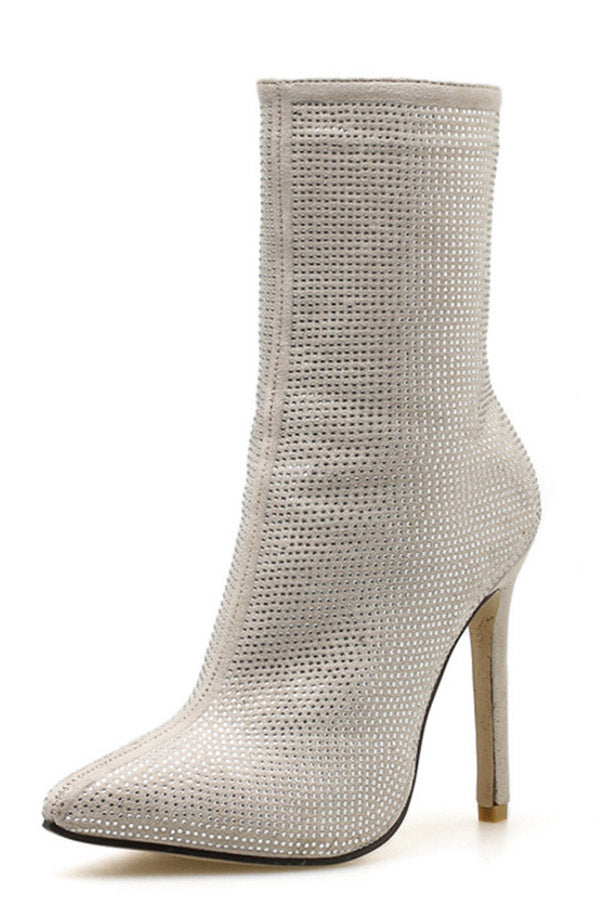 Rhinestone High-heeled Boots