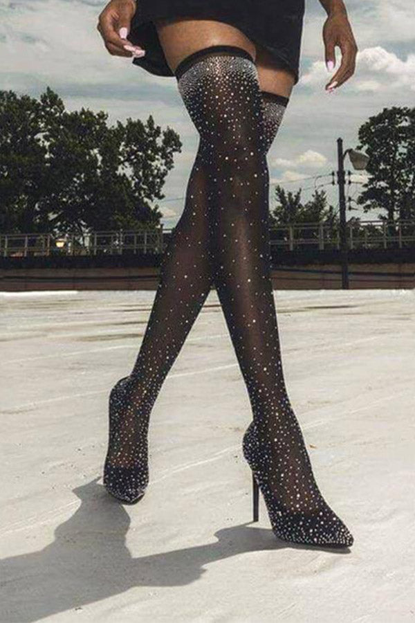 Club Rhinestone High-heeled Boots