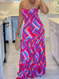 Printed Strapless Maxi Dress