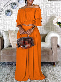 Off-Shoulder Top & Wide-Leg Pants Set