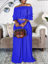 Off-Shoulder Top & Wide-Leg Pants Set