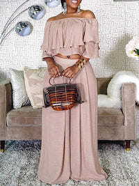 Off-Shoulder Top & Wide-Leg Pants Set