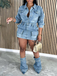 Button-Front Denim Dress