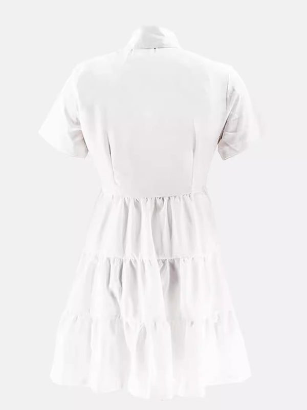 Short-Sleeve Ruffle Shirt Dress