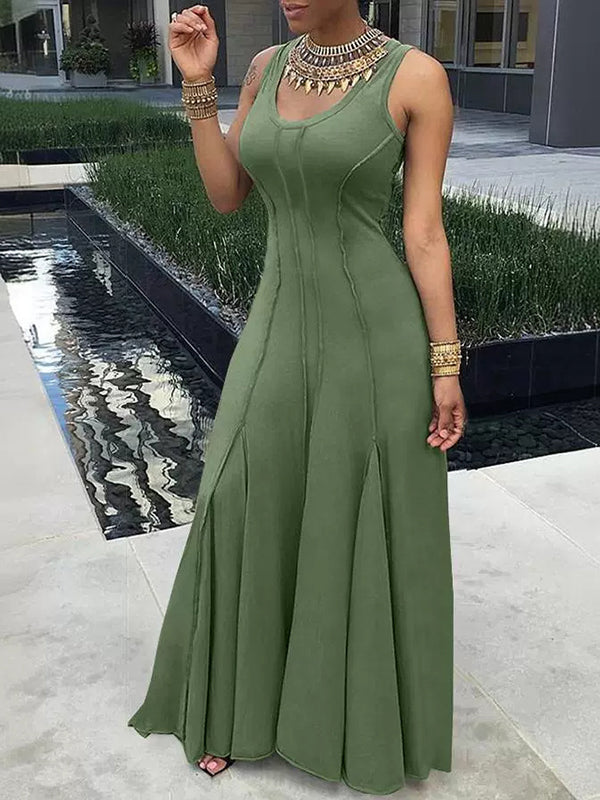 Solid Sleeveless Maxi Dress