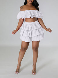 Ruffle Crop Top & Shorts Set