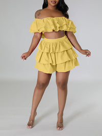 Ruffle Crop Top & Shorts Set