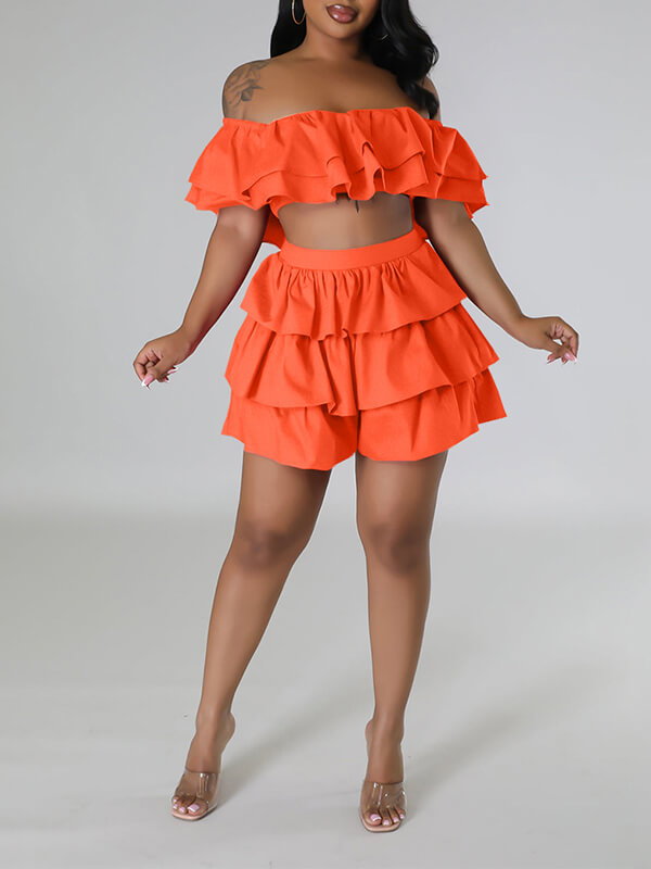 Ruffle Crop Top & Shorts Set