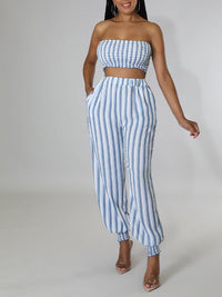 Stripe Bandeau Top & Pants Set