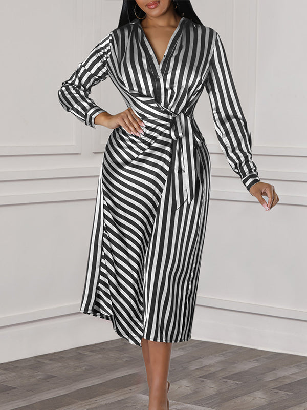 Stripe Tied Shirt Dress