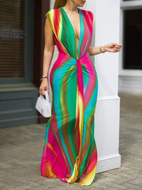 Printed Plunge Maxi Dress