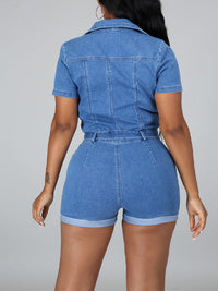 Zip-Front Tied Romper