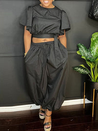 Solid Tied Top & Pants Set