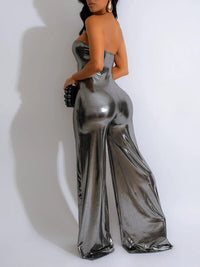 Metallic Strapless Jumpsuit