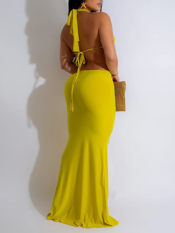 Solid Halter Maxi Dress