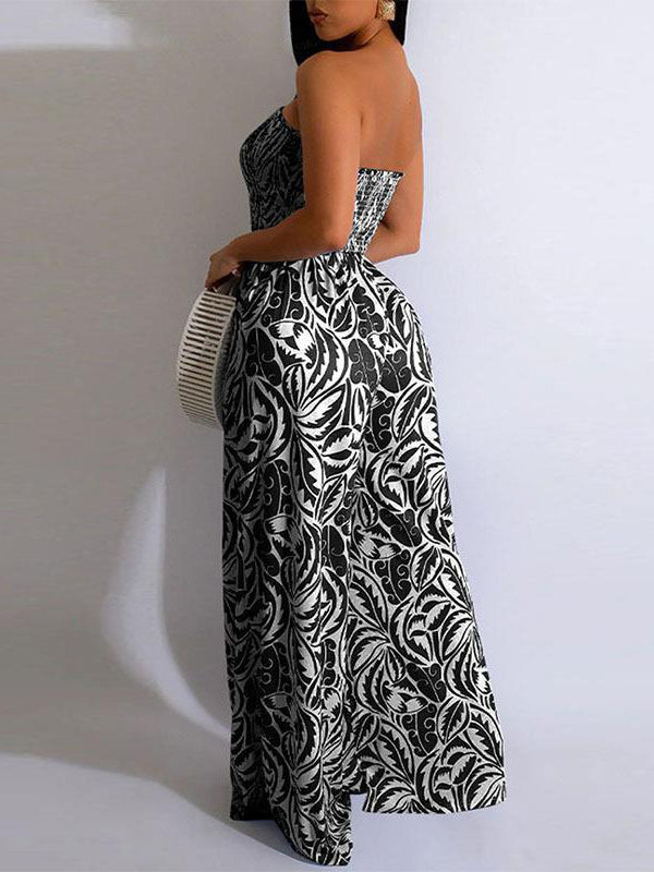 Printed Strapless Jumpsuit