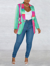 Printed One-Button Blazer