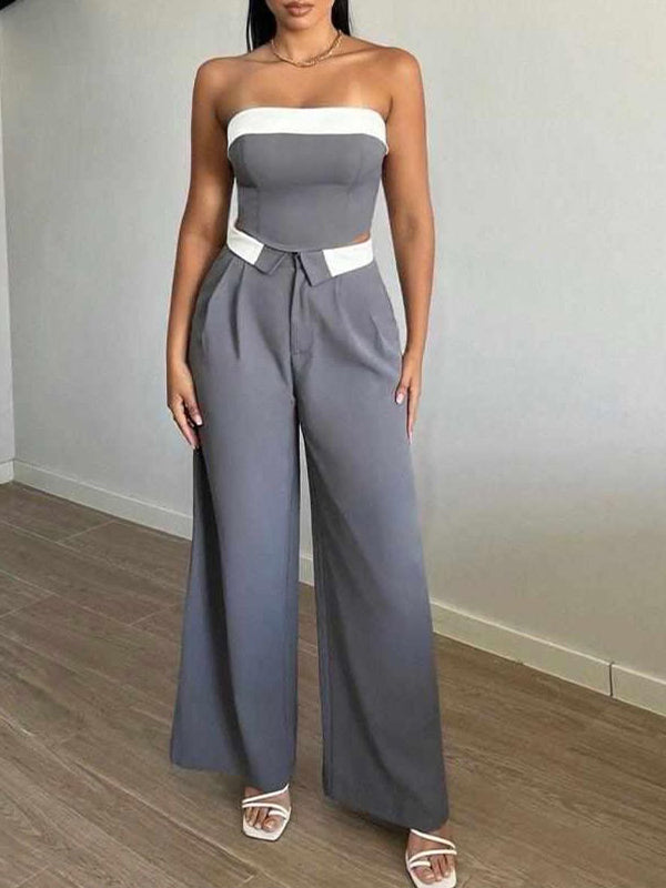 Contrast Tube Top & Pants Set