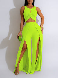 Twisted Tank Top & Slit Pants Set