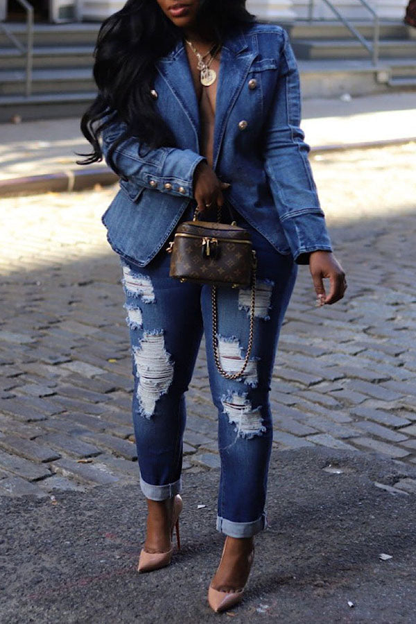 Double Breasted Denim Jacket