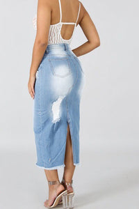 High Waist Denim Bodycon Skirt