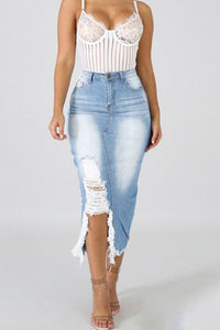 High Waist Denim Bodycon Skirt