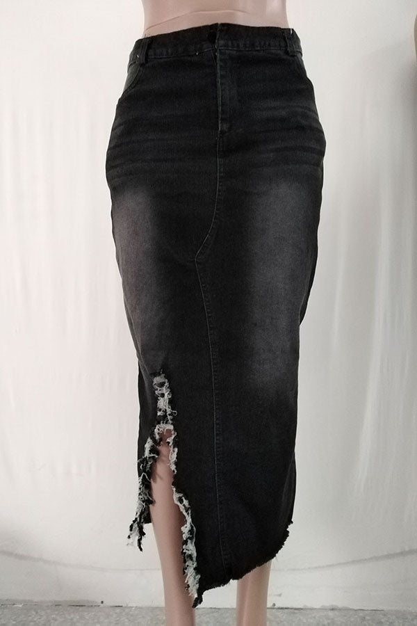 High Waist Denim Bodycon Skirt