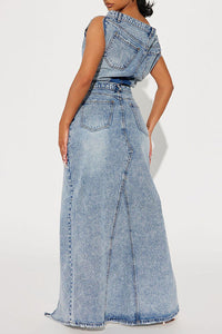 Retro Denim Dress Suits