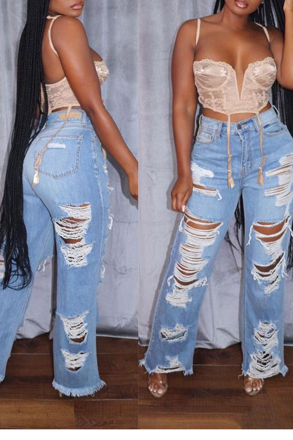 Tassels Cutout Jeans