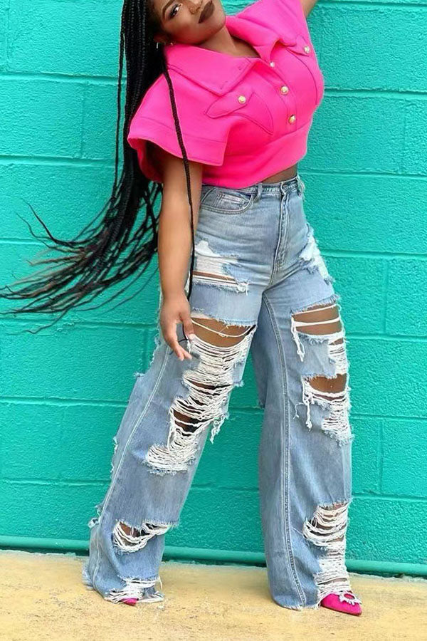 Tassels Cutout Jeans