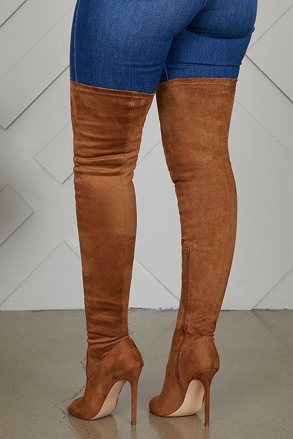 Thigh High Peep Toe Boots