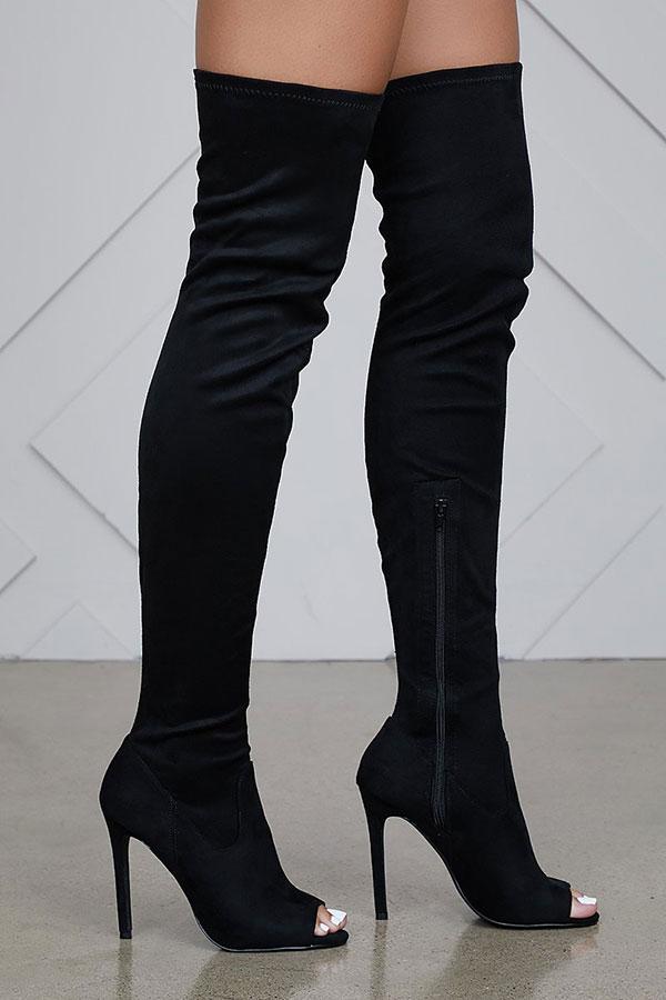 Thigh High Peep Toe Boots