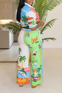 Print Vacation Pant Suits