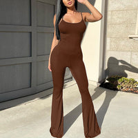 Solid U Neck Spaghetti Strap Jumpsuit