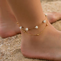 Rhinestone Round Pattern Layered Anklet