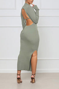 ROSYSHE Fashion Open Back Solid Color Maxi Dress