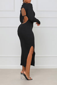 ROSYSHE Fashion Open Back Solid Color Maxi Dress