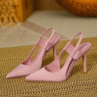 Solid Pointed Toe Ankle Strap Thin Heeled Sandals