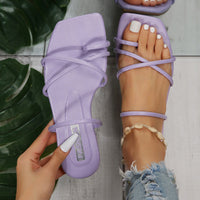 Solid Square Toe Flat Sandals