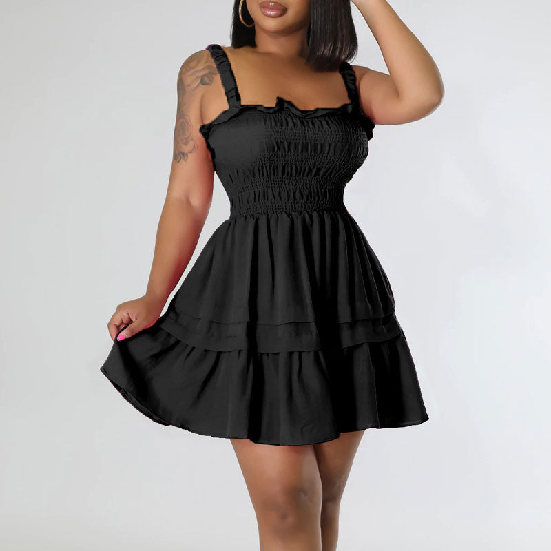 Solid Sleeveless A-Line Mini Dress