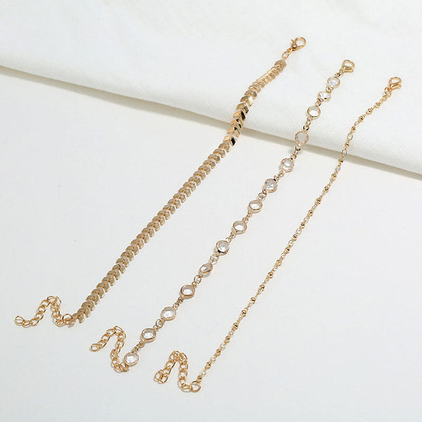 3PCS Leaf Decor Layered Acrylic Chain Anklet Set