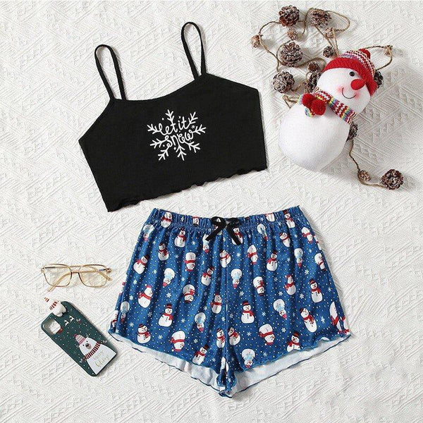 Christmas Print 2PCS Cami Set